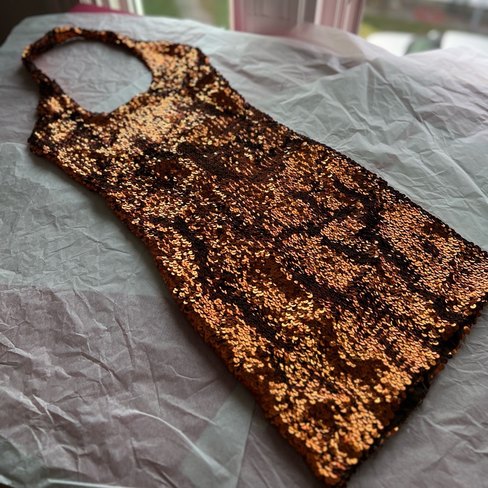 EUC VTG 80s halter sequin minidress handmade stretch small medium cocktail disco